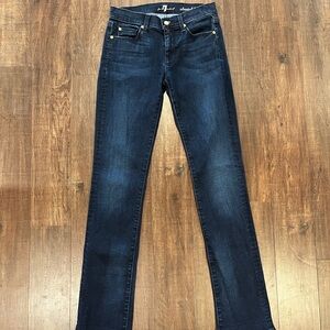 7 for All Mankind Straight Leg Women Size 27 Blue Jean Low Rise Dark Wash